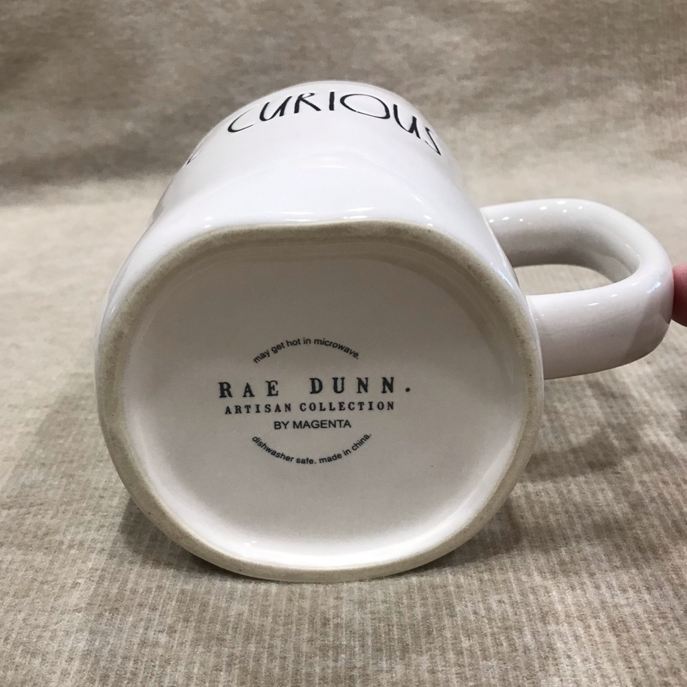 Rae Dunn BE CURIOUS Coffee Drink Cup Mug 
Ceramic white mug with black letters - Picture 5 of 5